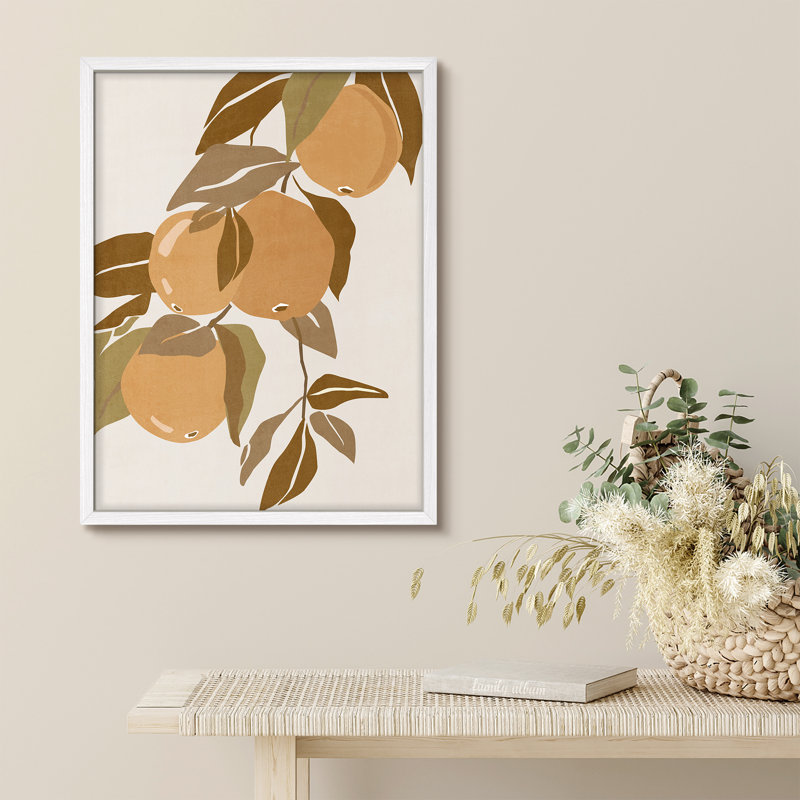 «Fruit on Branch», affiche rustique encadrée, H 10 po x l 8 po, Blanc