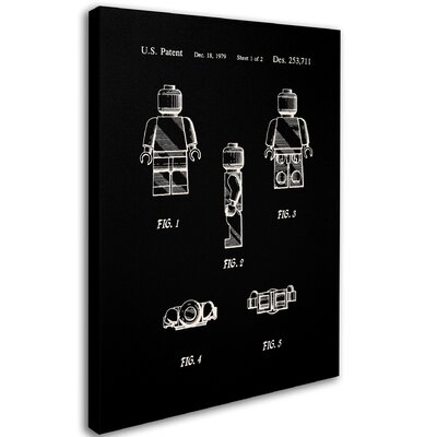 Lego Man Patent 1979 Page 1' Graphic Art Print on Wrapped Canvas in Black -  Trademark Fine Art, CDO0185-C1824GG