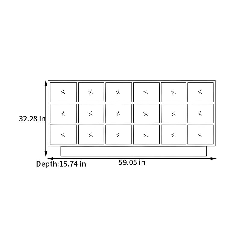 Buffet Mid Mid, H 32,28 po x l 59,05 po x P 15,74 po