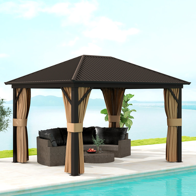 0.5 Ft. W x 0.5 Ft. D Aluminum Hardtop Gazebo, Brown