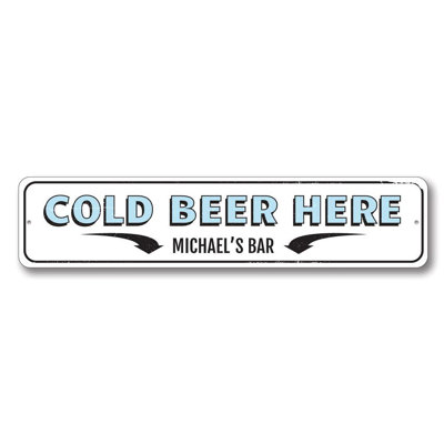 Panneau rétro en aluminium «Cold Beer Here»