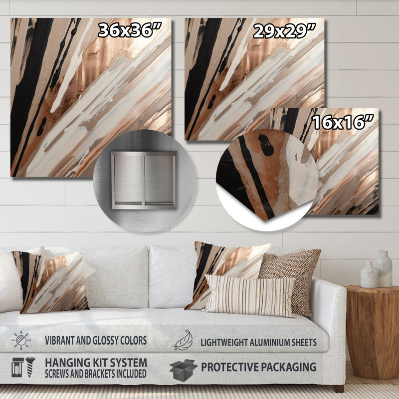 Glam Abstract Wall Decor on Metal, 36" H x 36" W x 1" D