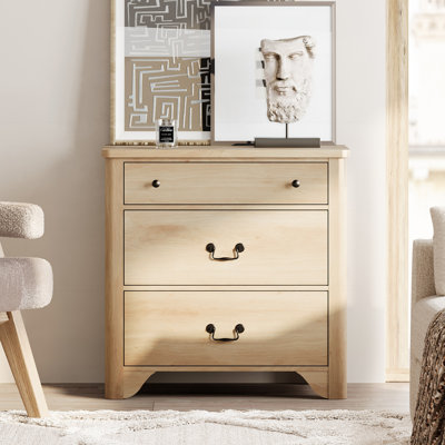 Armoire de rangement en bois à 3 tiroirs de 31,5 po de largeur, armoire de rangement de style maison de campagne moderne pour salle d'étude et salon