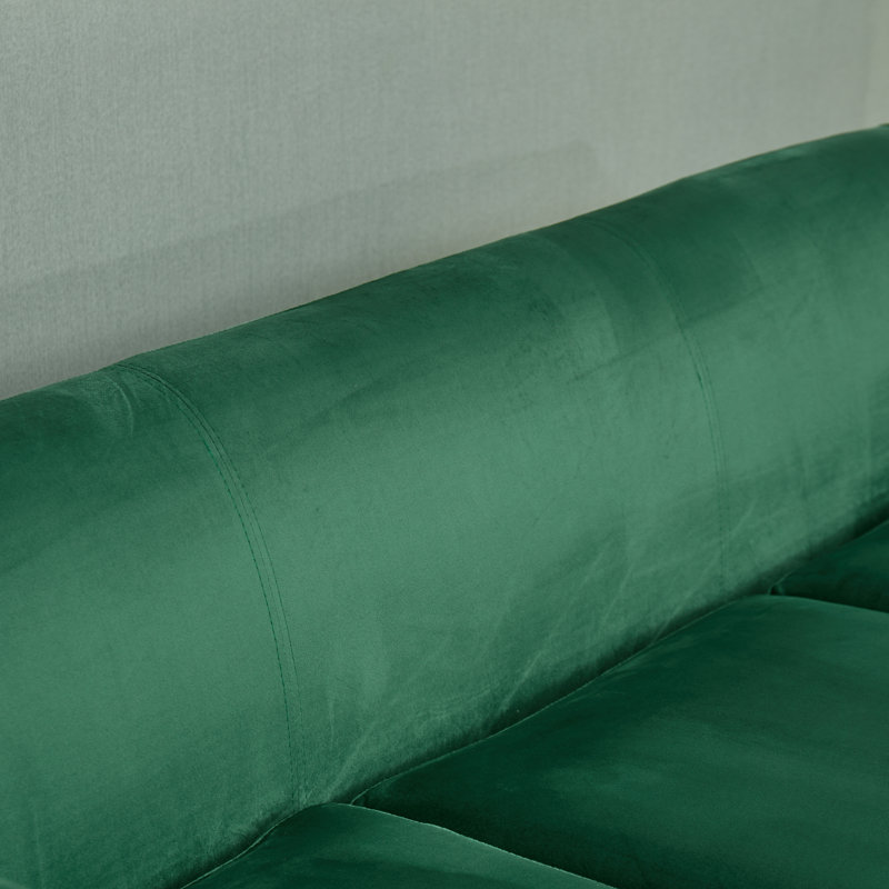 Canapé de salon capitonné vert avec motif de rivet argenté tourné, Vert