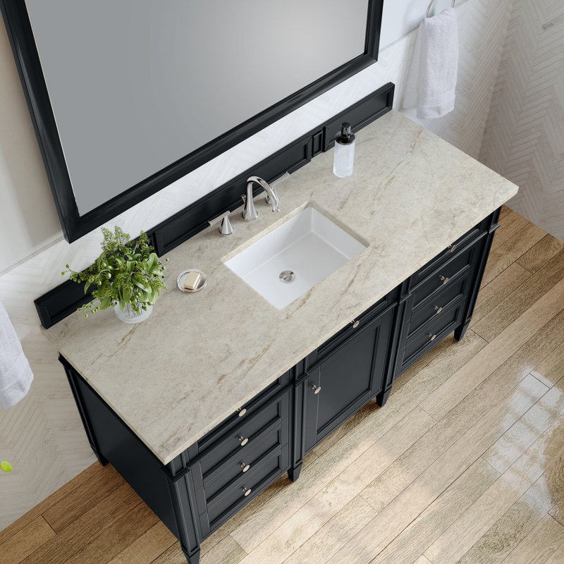 Meuble-lavabo simple 60 po Dussault, Noir onyx, 8 po, Tajnar