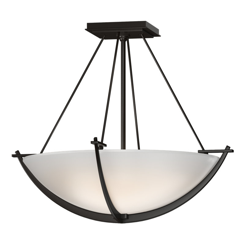 Compass 3 - Light Semi Flush Mount, Opal White, 16" H x 18.1" W x 18.1" D, Oil Rubbed Bronze