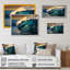 Coucher de soleil bleu sur la plage avec des vagues I - décor mural moderne paysage de plage-1169779897-1169779898
