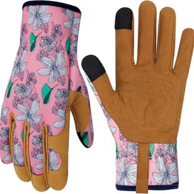 Leather Gardening Gloves For Women – Thorn Proof, Touch Screen Compatible, Breathable & Flexible Working Gloves