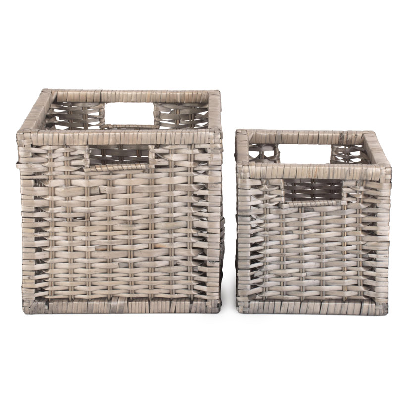 Split Wicker 2 Piece Storage Basket Set