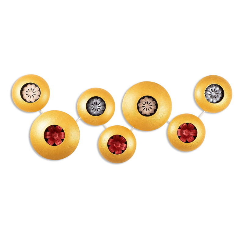 Abstract Wall Decor on Metal, Yellow/Red/Grey