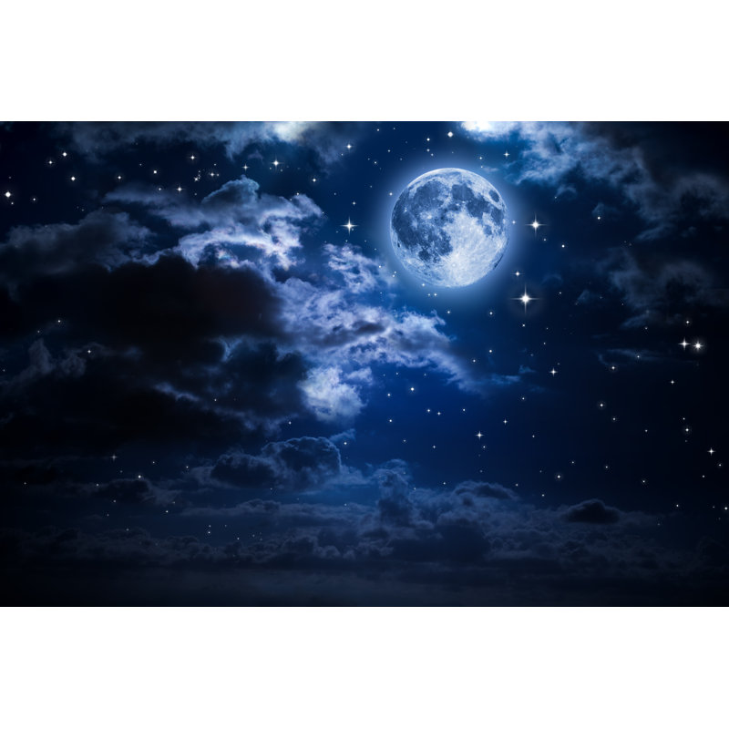 «Moon and Clouds» par Romolotavani - reproduction d'art sur toile tendue, L 18 po x H 12 po