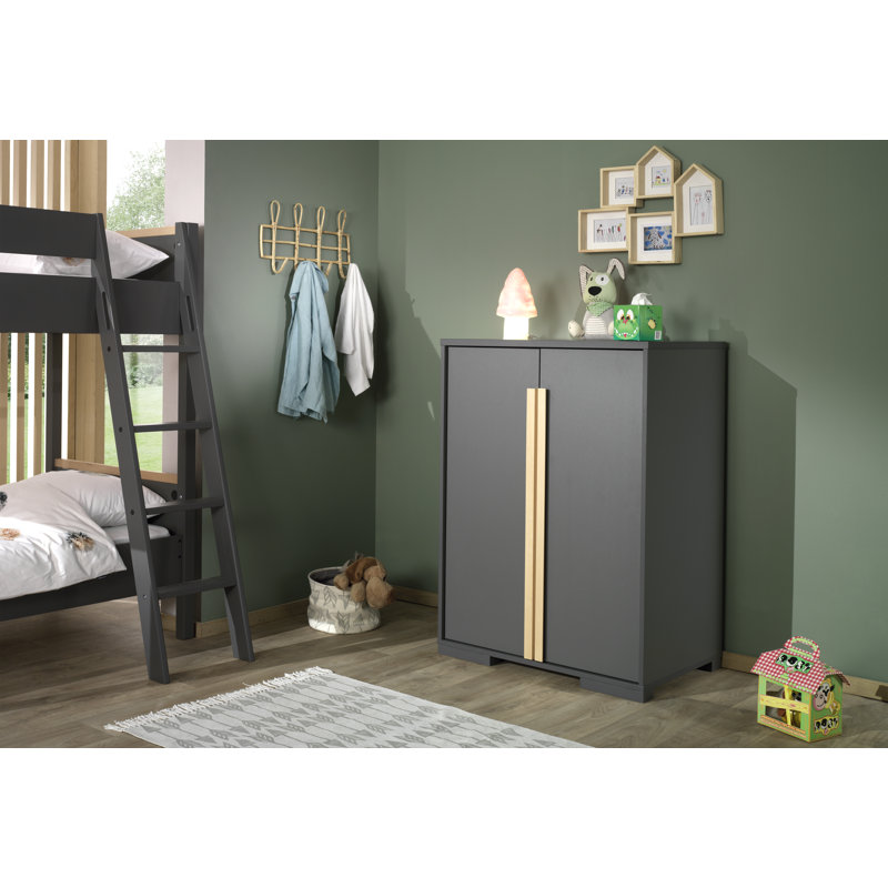 London 2 Door Manufactured Wood Wardrobe, Anthracite