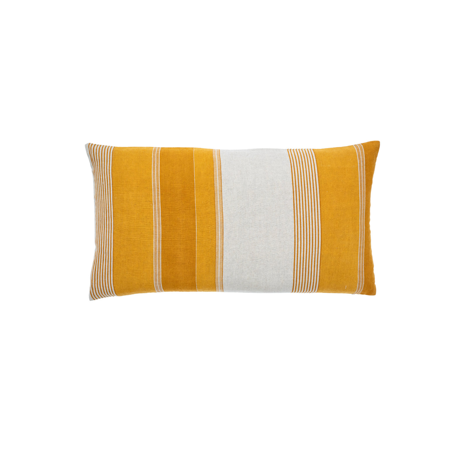 Tulum Stripe Ochre Lumbar Pillow Cover, Rectangle 15"H x 28"W