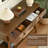 Asante 39" Tall Walnut Console Table With Geometric Fluted 2-Drawers And Open Storage Shelf