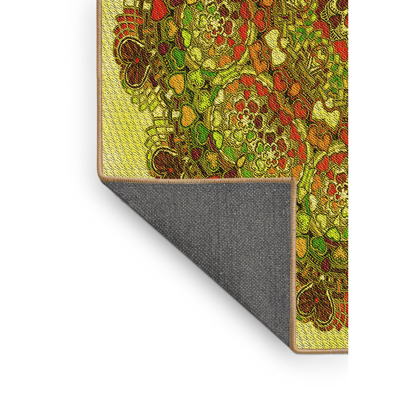 Tapis jaune en laine, Rectangle 3 pi x 5 pi