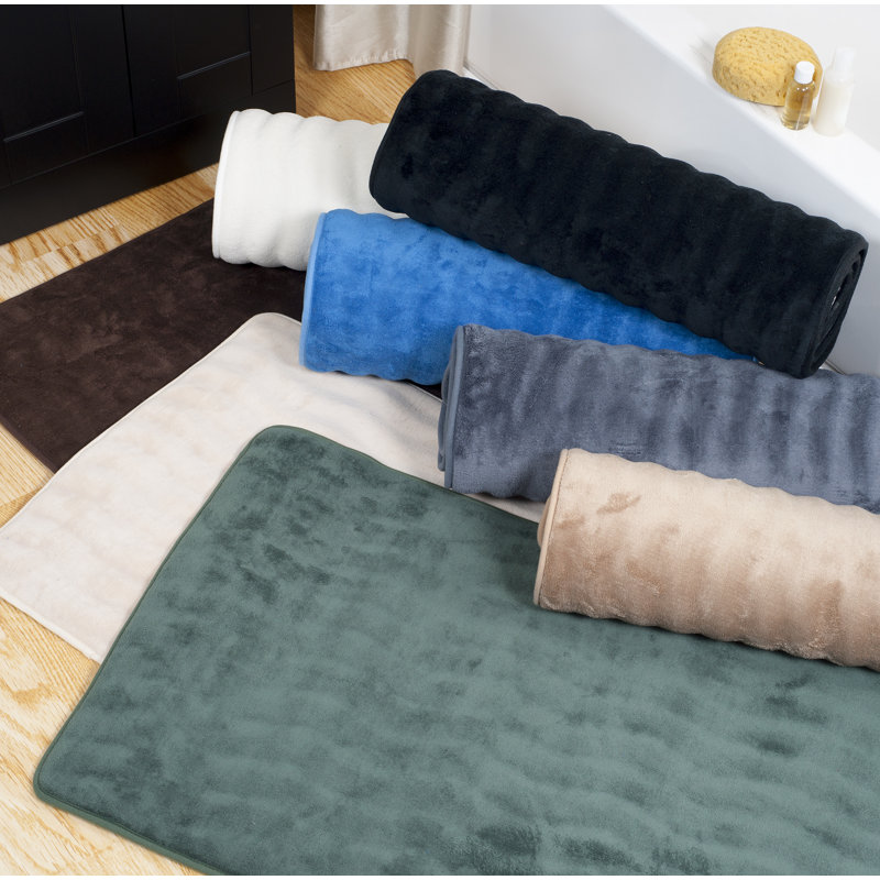 Tapis de bain long antidérapant, bleu