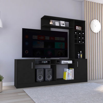 Kava Entertainment Center, Six External Shelves, Double Door Cabinet, Storage Spaces For TV´S Up 37"