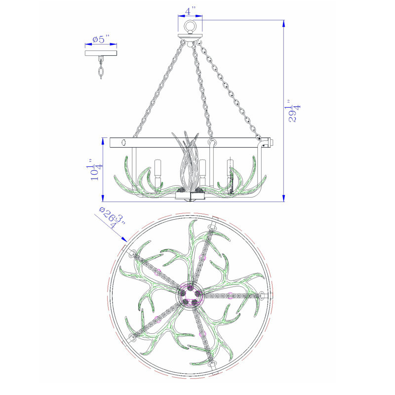 Linhart 5 - Light Dimmable Wagon Wheel Chandelier