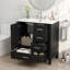 Meuble-lavabo moderne autoportant de 30 pouces avec lavabo simple en céramique intégrée, cadre en bois massif, porte à fermeture en douceur et 3 tiroirs.-133679497