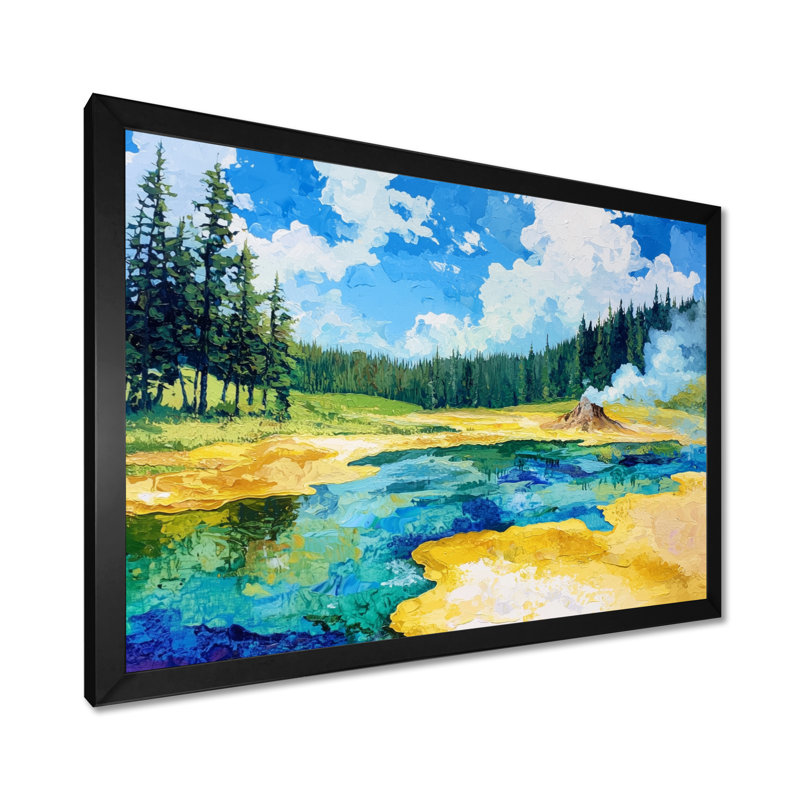 «Yellowstone Majesty Lake III - Wyoming», art mural, Reproduction encadrée d'une seule photo sans pass, Noir