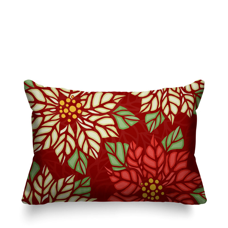 Coussin décoratif intérieur / extérieur Christmas Poinsettia, Rouge