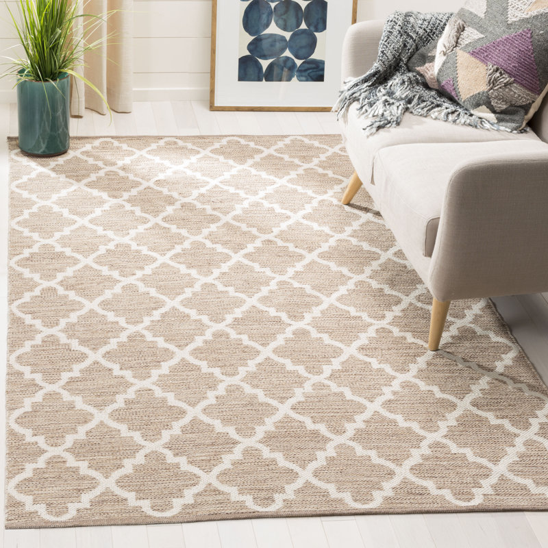 Melchor Hand Woven Cotton Geometric Rug, Rectangle 5' x 7'