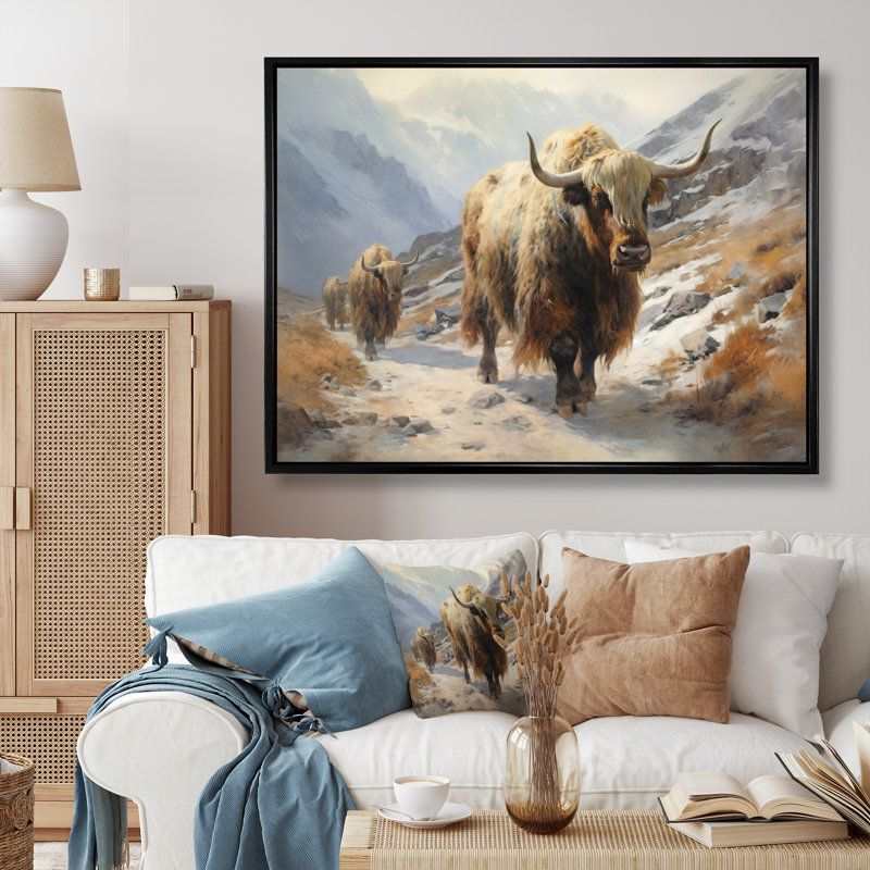 Wild Yak I sur impression sur toile, Cadre flottant noir, H 24 po x l 32 po x P 1 po