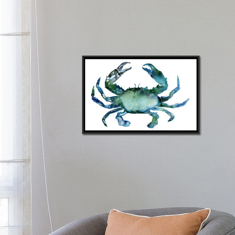 Impression sur toile crabe, Toile avec cadre noir, Pas de tapis, H 32 po x l 48 po x P 1,5 po