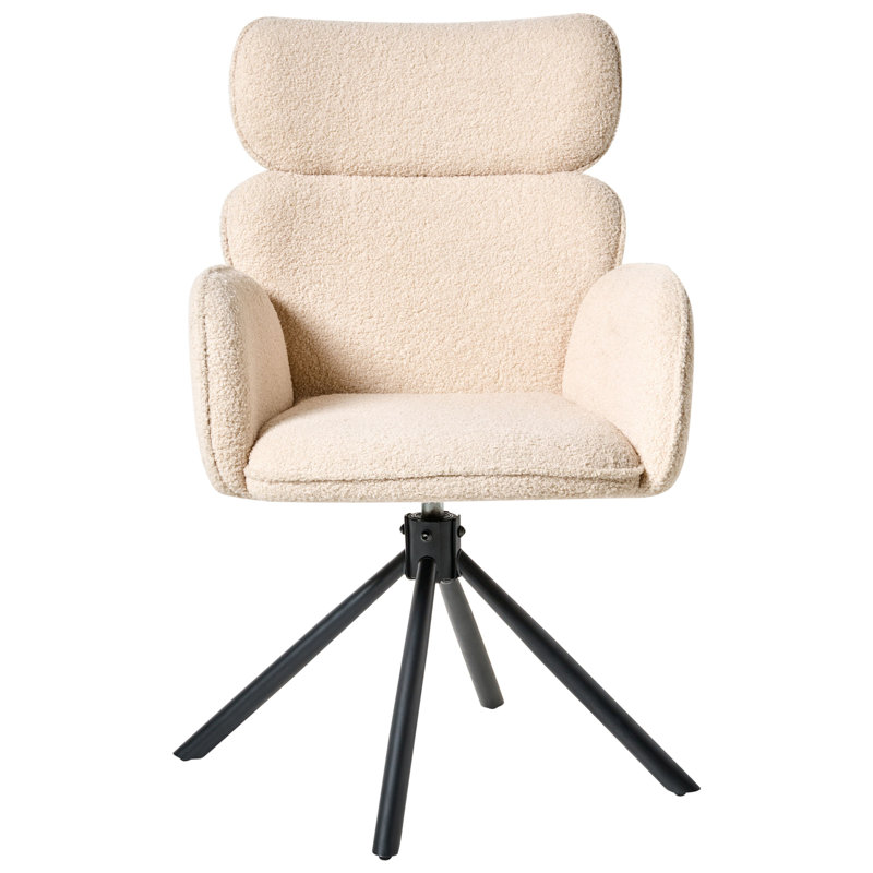 49cm H Polyester Upholstered Upholstered Back Armchair in Beige