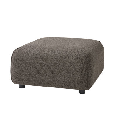 Udoh Japandi Minimalist Fabric Upholstered Ottoman with Low-Profile Design