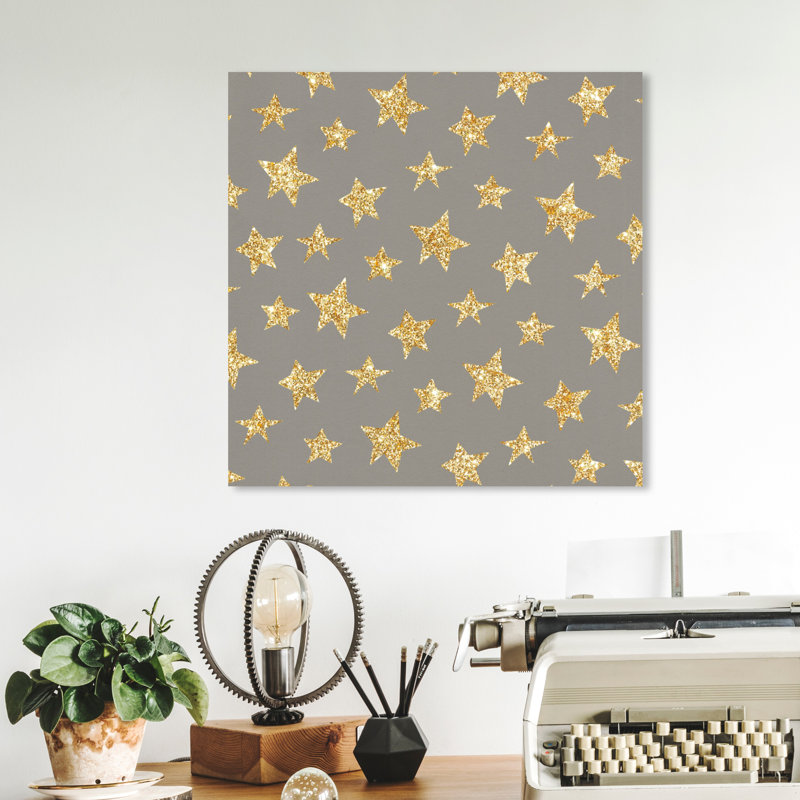 « gold stars pattern », impression encadrée, H 12 po x l 12 po x P 0,75 po, Toile tendue