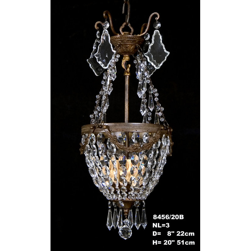 Cowie 3 - Light Crystal Chandelier, French Gold
