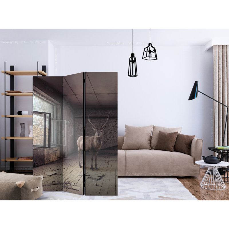 Hannia 135cm W x 172cm H 3 - Panel Solid Wood Folding Room Divider