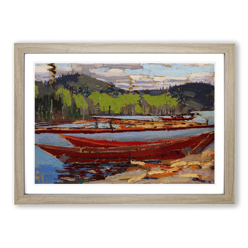 Bateaux by Tom Thomson - Picture Frame Painting, 27cm H x 36cm W x 2cm D, Oak Framed
