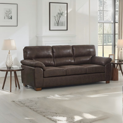 81 " 3 Seater Couches, PU Leather Comfy Couches With 24" Deep Seat For Living Room