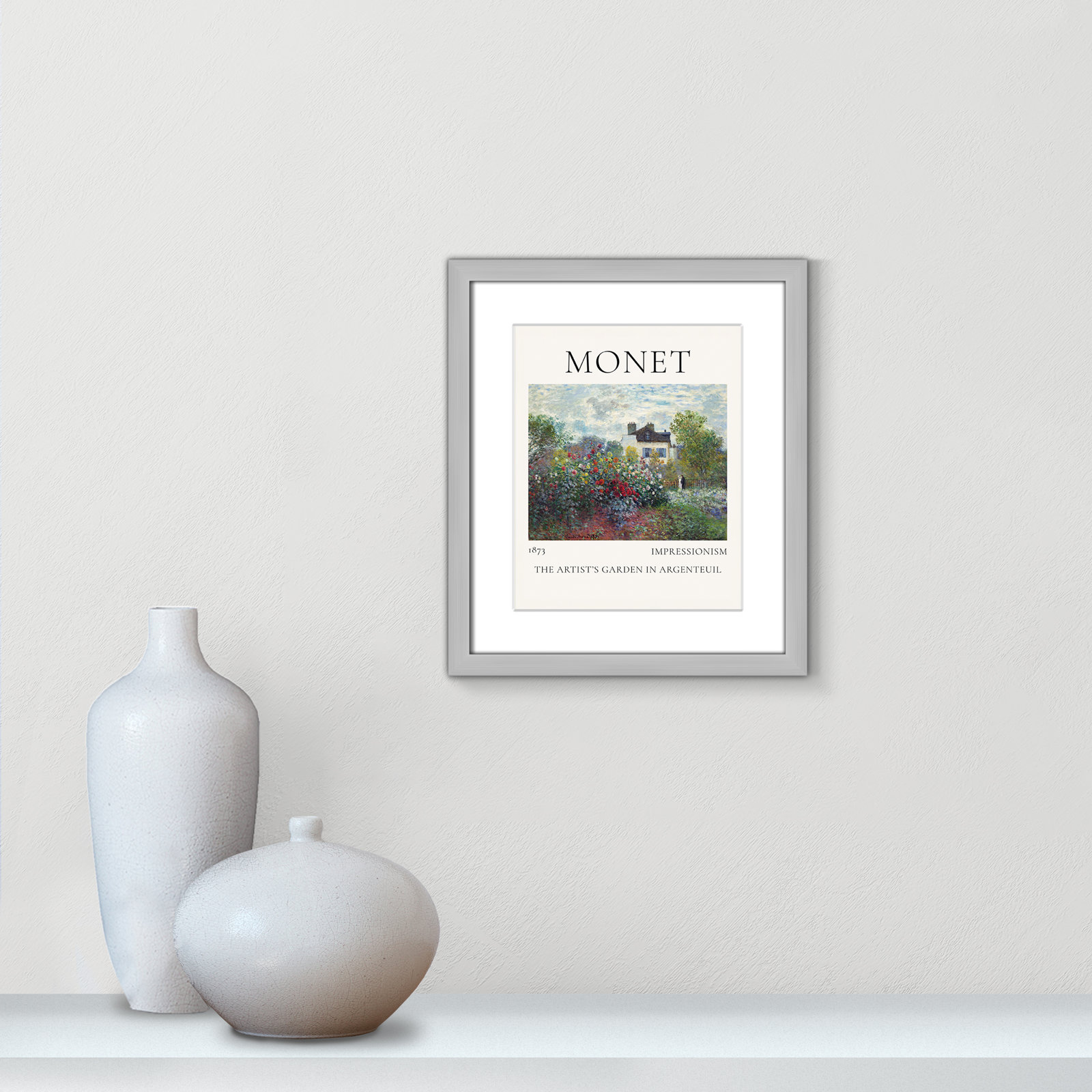 Artists Garden in Argenteuil Print by Claude Monet, Yes, 15" H x 13" W x 1.25" D, Silver Single Picture Frame