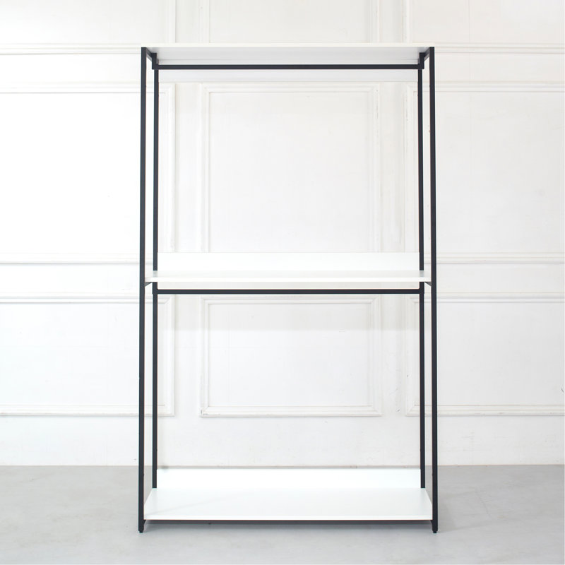 Wood And Metal Walk-In Closet With One Shelf