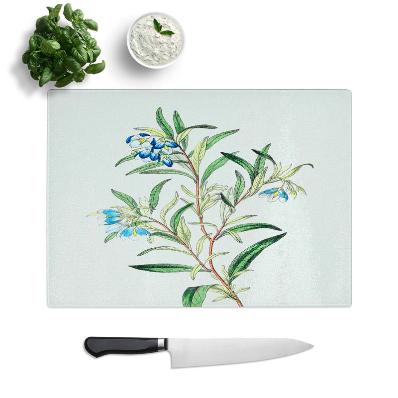 Tempered Glass Bluebell Flowers Chopping Board, 39 cm W x 28.5 cm L