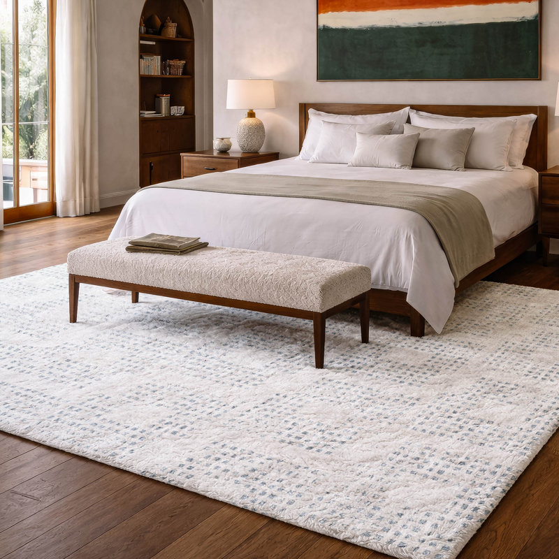 Premium Machine Washable Dream Shag  Squares Rug, Silver, 8' x 10'