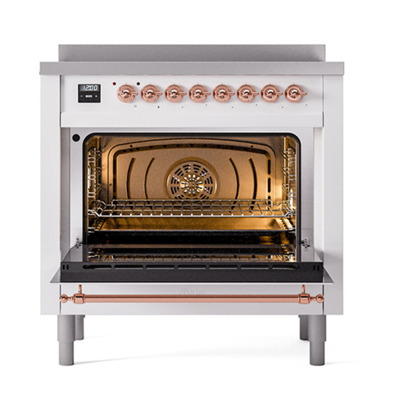 Cuisinière à induction 36 pouces avec 5 éléments à induction ILVE Nostalgie II Series Noblesse, Cuivre