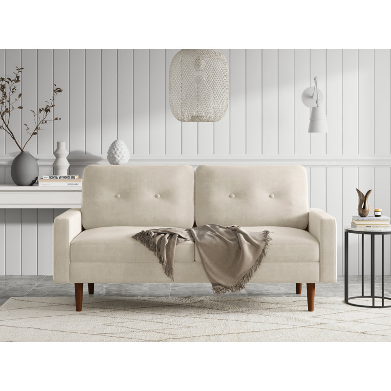 Canapé à accoudoirs carrés 70 po Mattea, 100 % polyester beige
