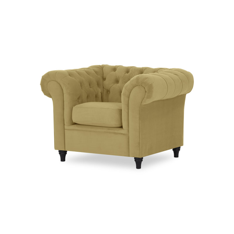 Upholstered Chesterfield Chair, Olive