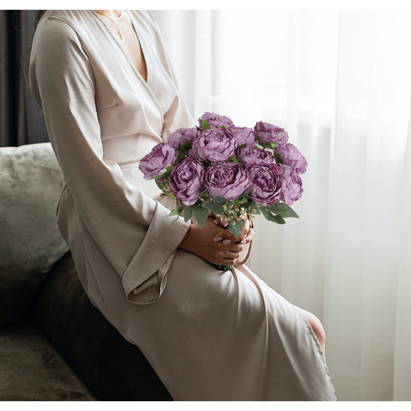 Arrangement floral bouquet de pivoines rétro, Mauve