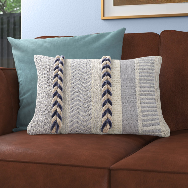 Polyester Lumbar Rectangular Indoor/Outdoor Pillow Cover & Insert Latitude Run Color: Gray/Navy/Beige