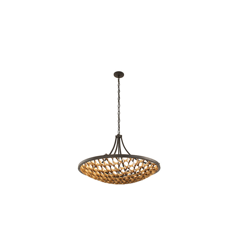 Luminaire suspendu 8 lumières Ylann en noir mat et or Ylann