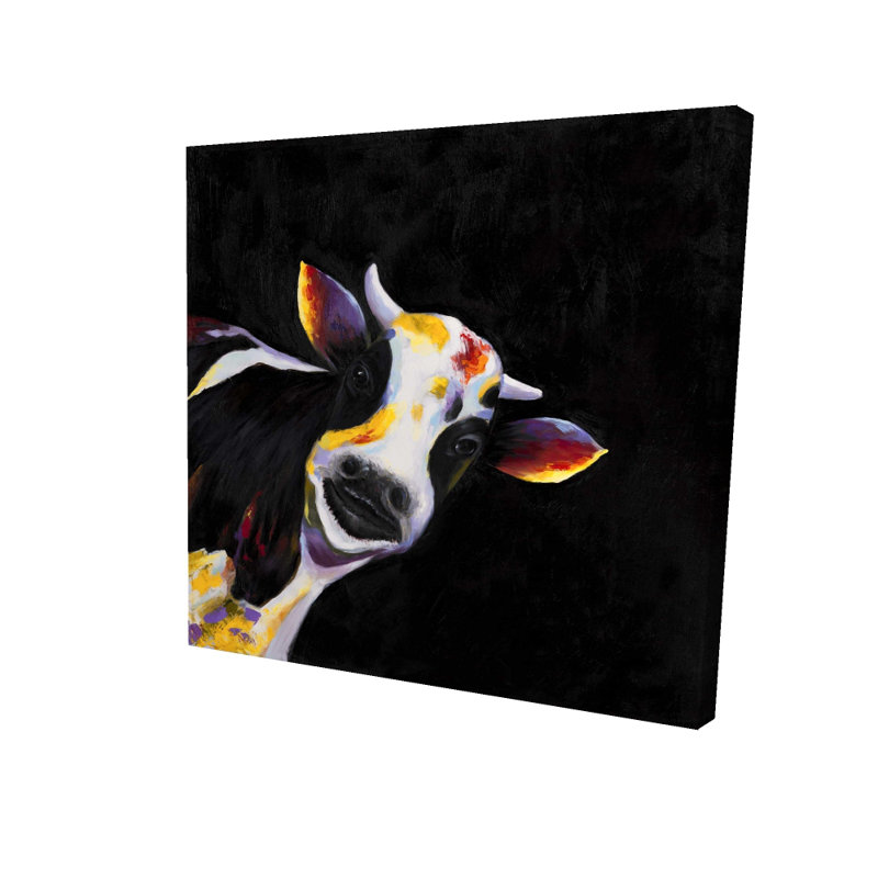 Drôle de vache, art sur toile - Animaux de ferme blancs