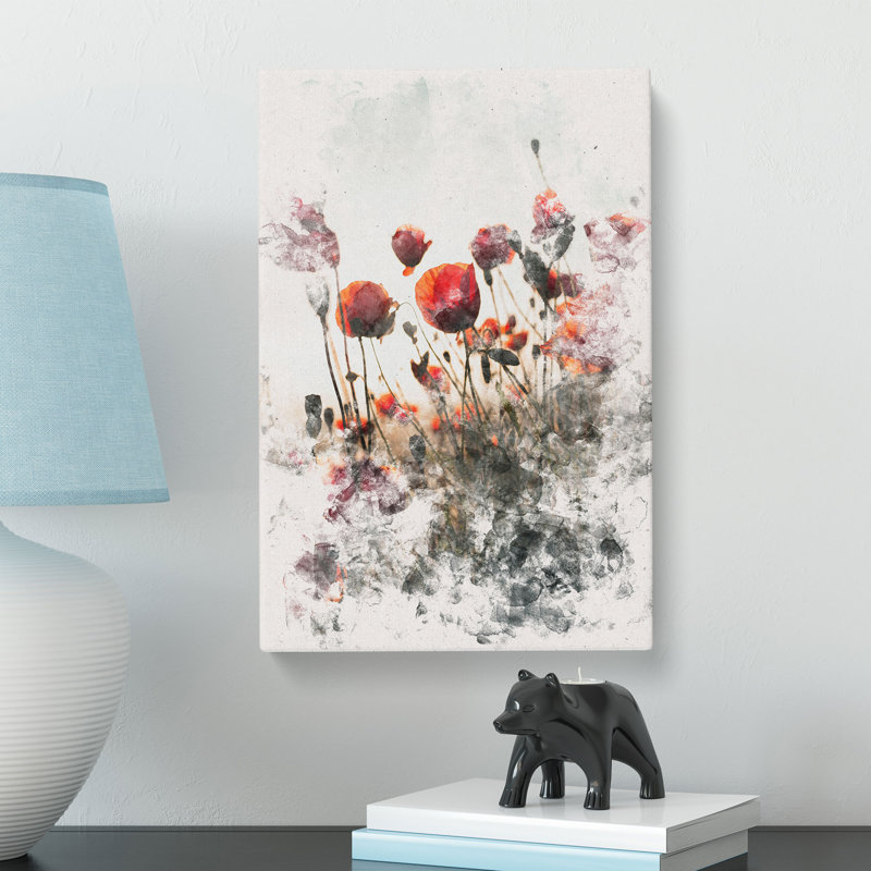 Poppy Flowers - Wrapped Canvas, 60cm H x 40cm W x 3cm D