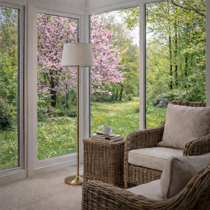153cm Polished Traditional Floor Lamp, Cream Beige