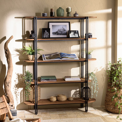 Aalam 180cm H x 140cm W Iron Etagere Bookcase