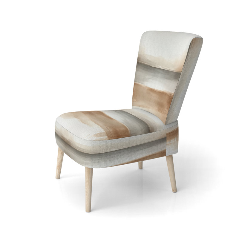 Coastal Minimalism Accent Chair - Brown, Grey Abstract Ocean Meets Land Side Chair, Side Chair Armless